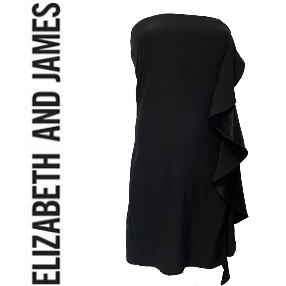 ELIZABETH AND JAMES silk ruffle dress in black